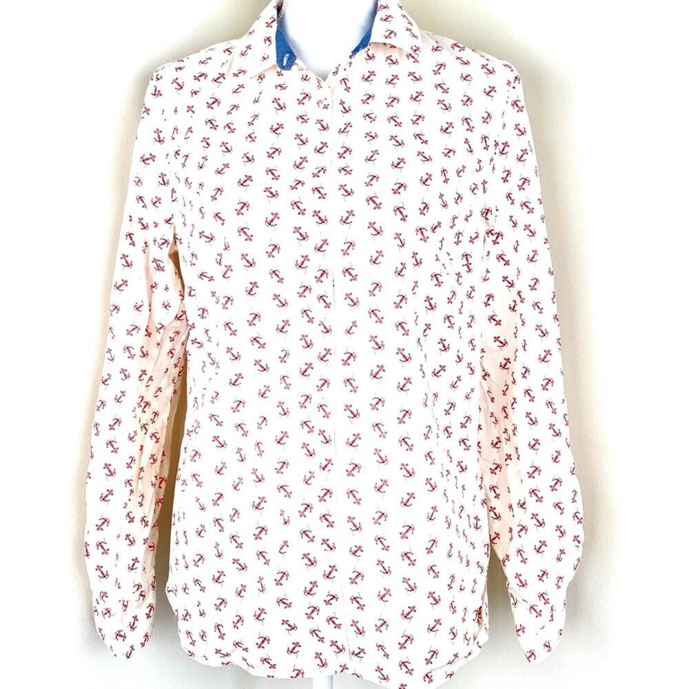 Talbots Button Front Shirt Anchors‎ Nautical